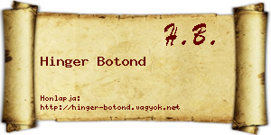 Hinger Botond névjegykártya